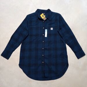 NWT Carhartt Rugged Flex Relaxed Midweight Plaid Flannel Tunic Shirt w/ Pockets
